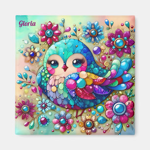 Aimant GLORIA ~ Joli Oiseau Métallurgique brillant ~