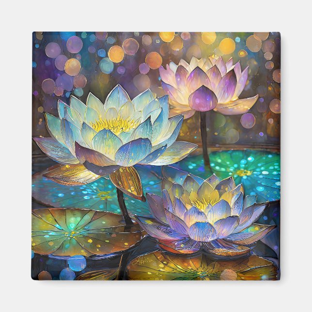 Aimant Glowing Lotus Flowers Trio (Devant)