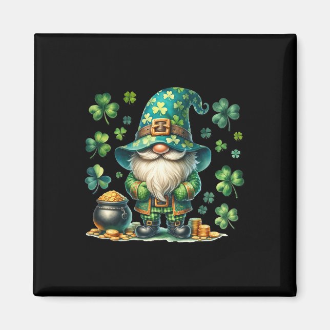 Aimant Gnome drôle de la Saint-Patrick avec pot de la Sai (Devant)