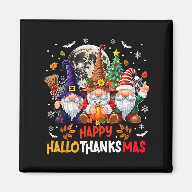 Aimant Gnome Hallothanksmas Halloween Thanksgiving Christ (Devant)