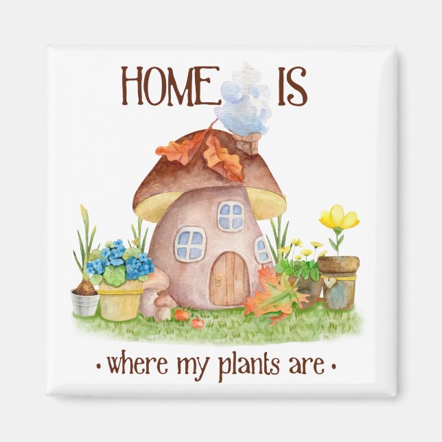 Aimant Gnome home champignon jardin plante fleurs (Devant)