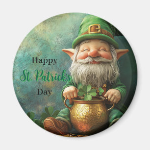 Aimant Gnome Leprechaun et Pot of Gold St. Patrick's Day