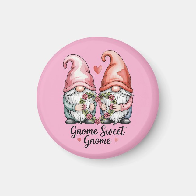 Aimant GNOME SWEET GNOME: Whimsical Watercolor Design (Devant)