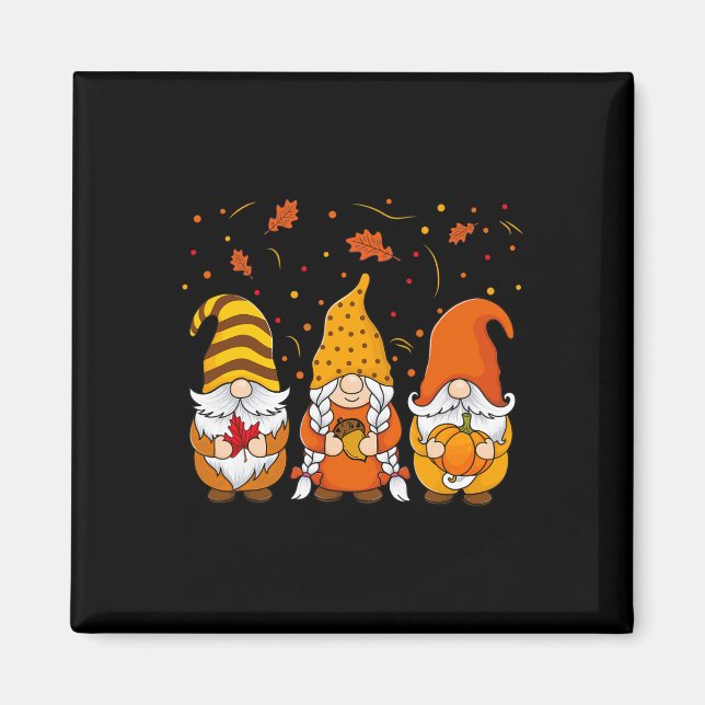 Aimant Gnomes citrouilles Automne Mignons Halloween Thank (Devant)
