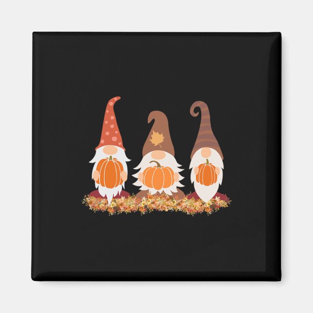 Aimant Gnomes D'Automne Et Feuilles D'Automne Mignons Gra (Devant)