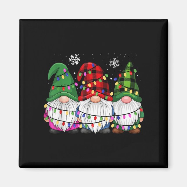 Aimant Gnomes Famille Pjs Hommes Femmes Drôle Noël Ho (Devant)