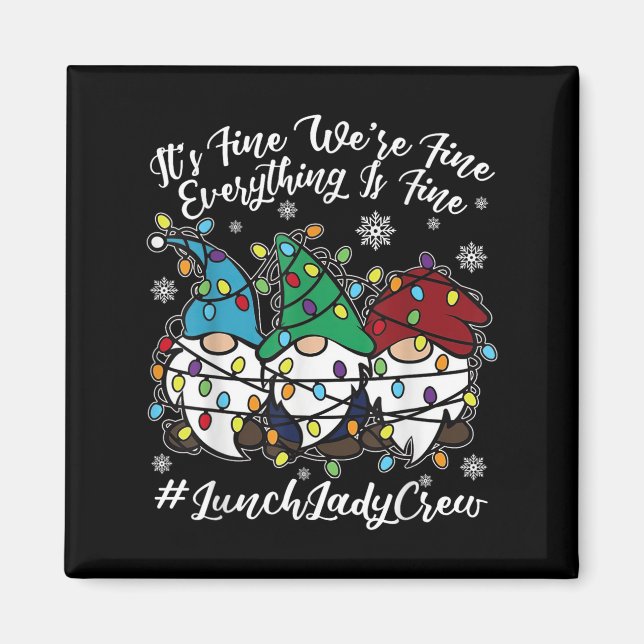 Aimant Gnomes mignons Tout Est Bon Déjeuner De Noël (Devant)