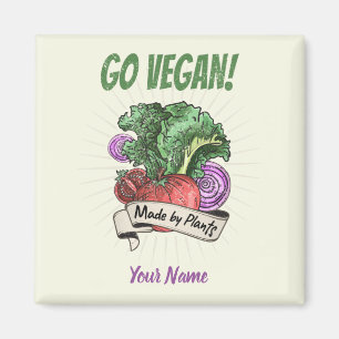 Aimant Go Vegan Fabriqué par des végétariens vintages de 