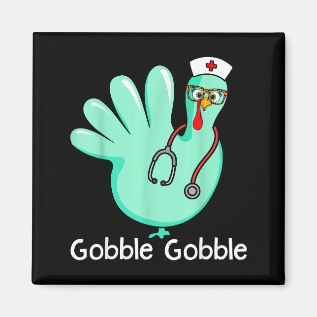 Aimant Gobble Gobble Funny Turkey Glove Thanksgiving Nurs (Devant)