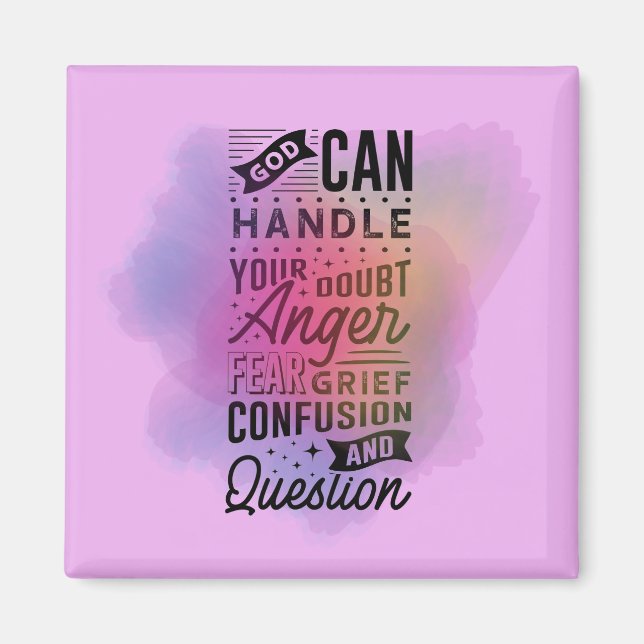 Aimant God Can Handle Your Doubt quote Aquarelle (Devant)