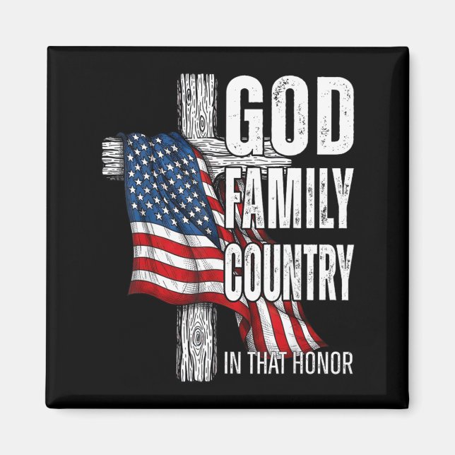 Aimant God Family Country American Flag Christian Patriot (Devant)