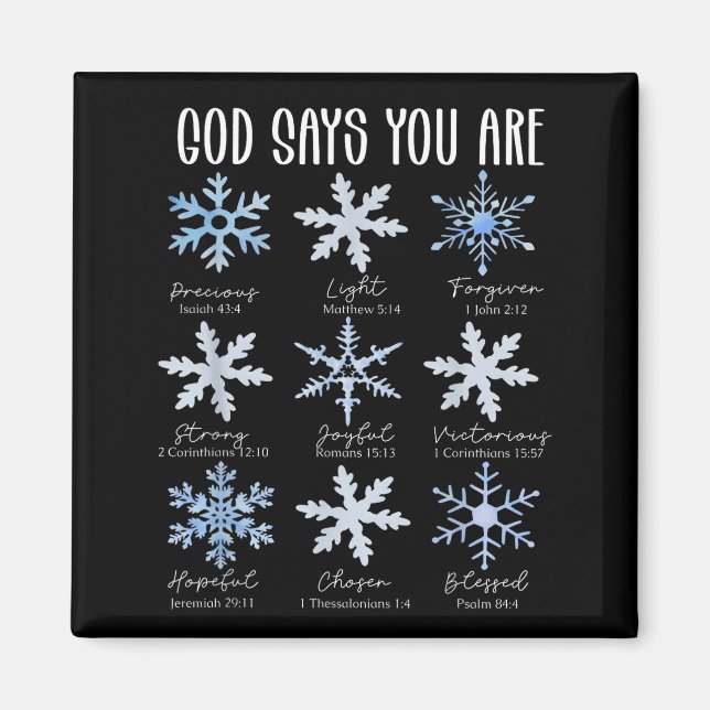Aimant God Says You Are Christian Snowflake Christmas Bib (Devant)