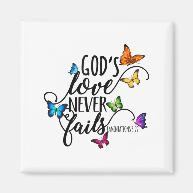 Aimant God's Love Never Fails - Butterfly Art - Religious (Devant)