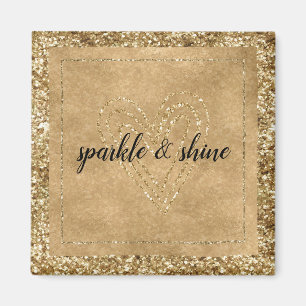 Aimant Gold Confetti Parties scintillant Coeur