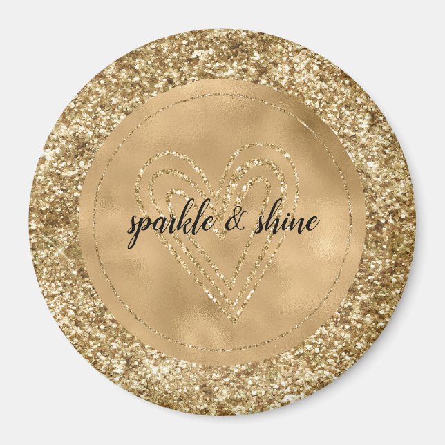Aimant Gold Confetti Parties scintillant Coeur (Devant)