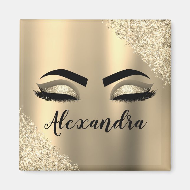 Aimant Gold Glitter Sparkle Eyelashes Monogram (Devant)
