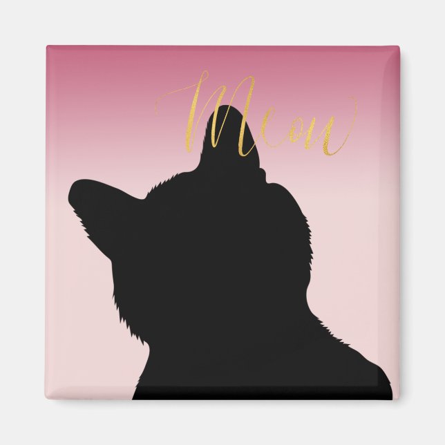 Aimant Gold Meow Kitty blush pink ombre (Devant)