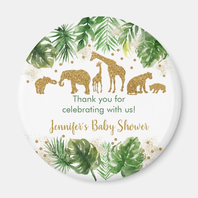 Aimant Gold Safari Baby shower Favoriser (Devant)