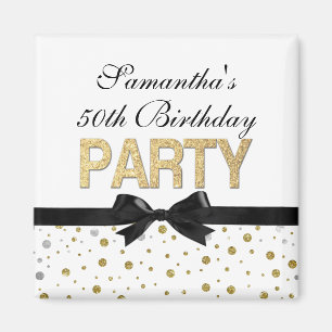 Aimant Gold Sparkle Confetti 50e anniversaire fête