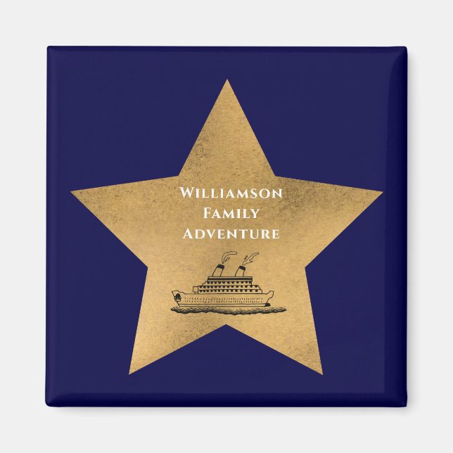 Aimant Gold Star Family Cruise Porte de bateau bleu (Devant)