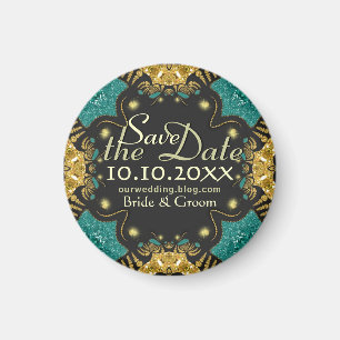 Aimant Gold Turquoise Black Funky Tribal Enregistrer l'ai