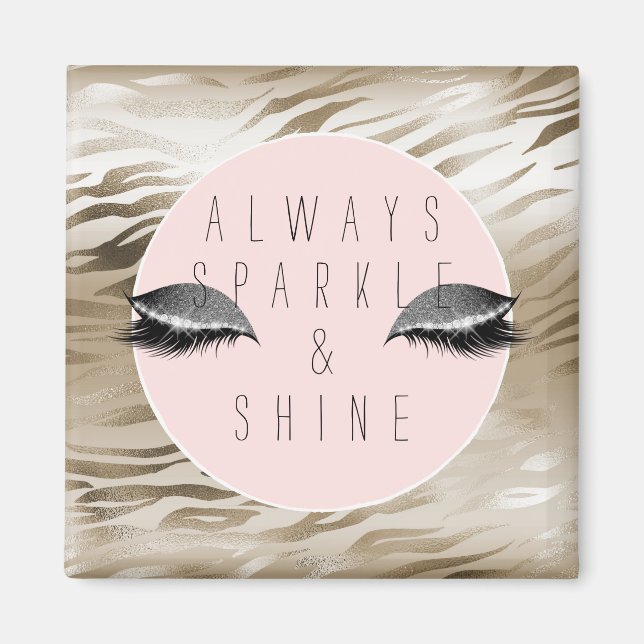 Aimant Gold Zebra Glitzy Silver Sparkle Eyes (Devant)