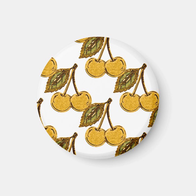 Aimant Golden Metallic Cherries Pattern (Devant)