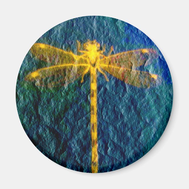Aimant Golden Mythical Dragonfly sur Textured Arrière - p (Devant)