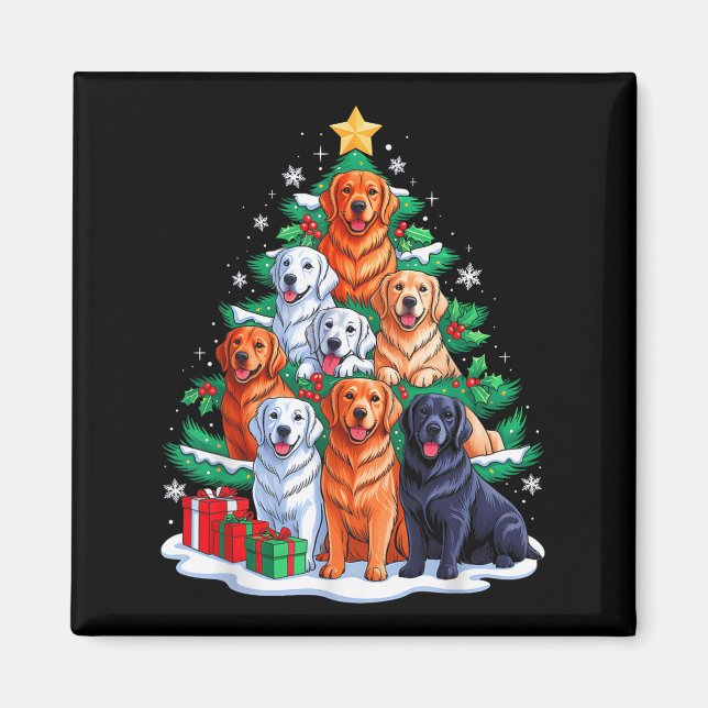 Aimant Golden Retriever Arbre Noël Noël Escouade hommes f (Devant)