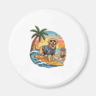 Aimant Golden Retriever Chien Surfant Planche de Surf Cou