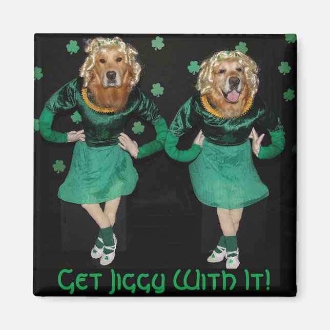 Aimant Golden Retriever Irish Stepdancers Obtenir Jiggy (Devant)
