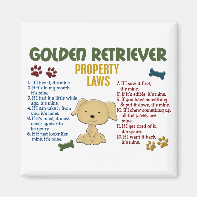 Aimant Golden Retriever Lois sur la propriété 4 (Devant)