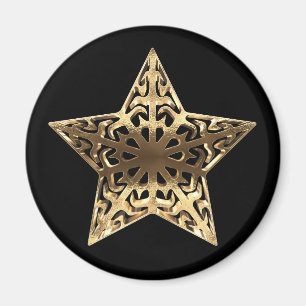 Aimant Golden Star Noir et or Elégant métal