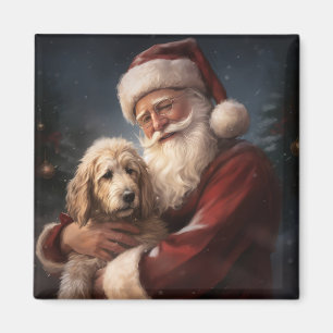 Aimant Goldendoodle avec Noël Festif du Père Noël