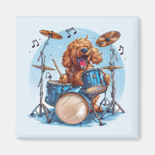 Aimant Goldendoodle Chien Jouant de la Batterie
