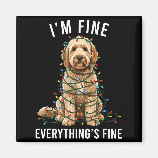 Aimant Goldendoodle Christmas I'm Fine Everything Is Fine (Devant)