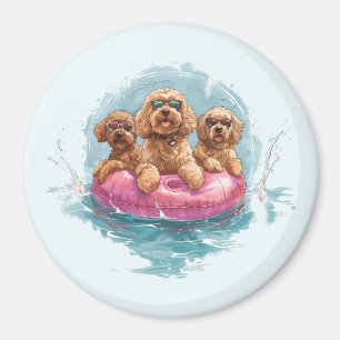 Aimant Goldendoodle Dogs Summer Pineappy Pool Flotte
