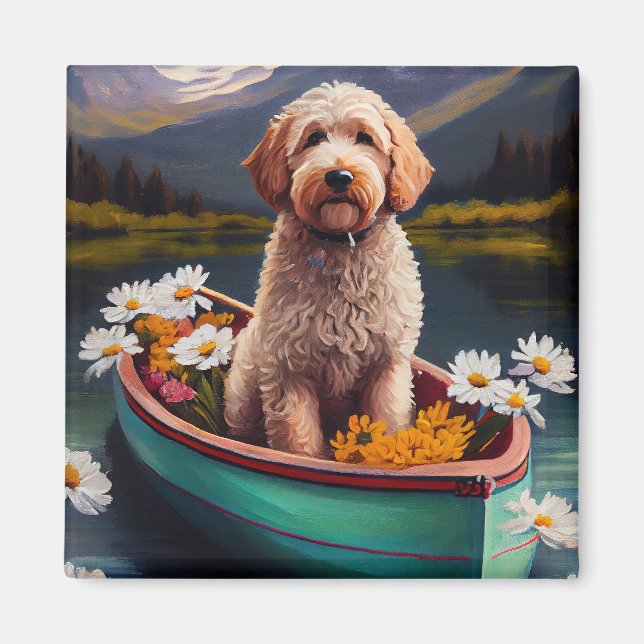 Aimant Goldendoodle sur une pagaie : Une aventure pittore (Devant)