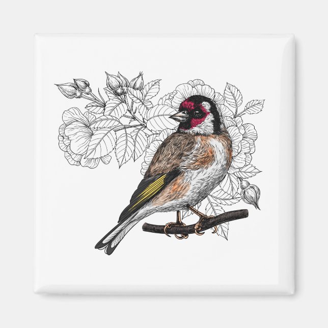 Aimant Goldfinch et rose (Devant)