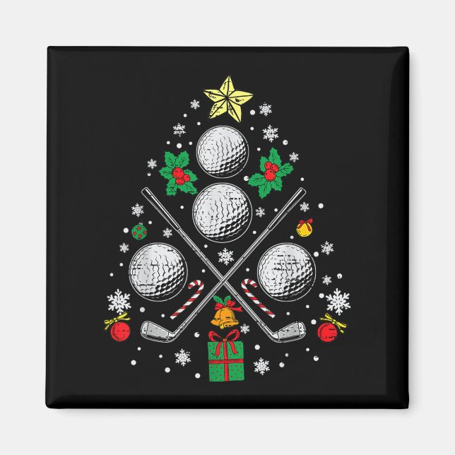Aimant Golf Christmas Tree Light Pyjama Golfer Xmas Men W (Devant)