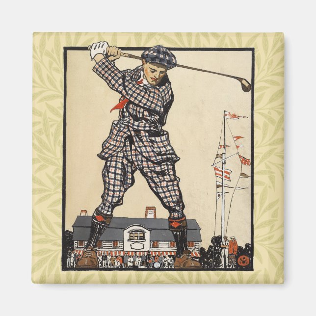 Aimant Golf Golfer Vintage Golf antique (Devant)