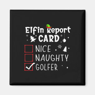 Aimant Golf Noël Nice Naughty Funny Liste de Noël Golfer