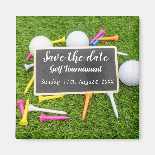 Aimant Golf Sauvez la date Tournoi de golf avec tee - shi (Devant)