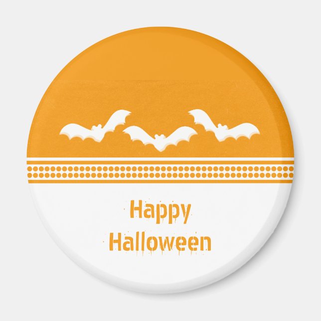 Aimant Gone Batty Halloween Magnet, orange et blanc (Devant)