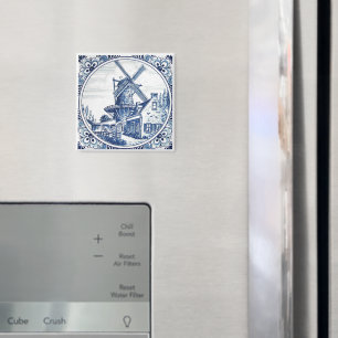 Aimant Gorgeous Delft Blue Windmill Farmhouse Painting