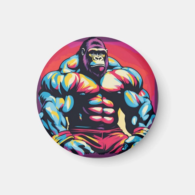 Aimant Gorilla Bodybuilder Lifter Pop Art Dessin (Devant)