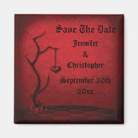 Gothique Enregistrer La Date Coeur Arbre & Rouge D