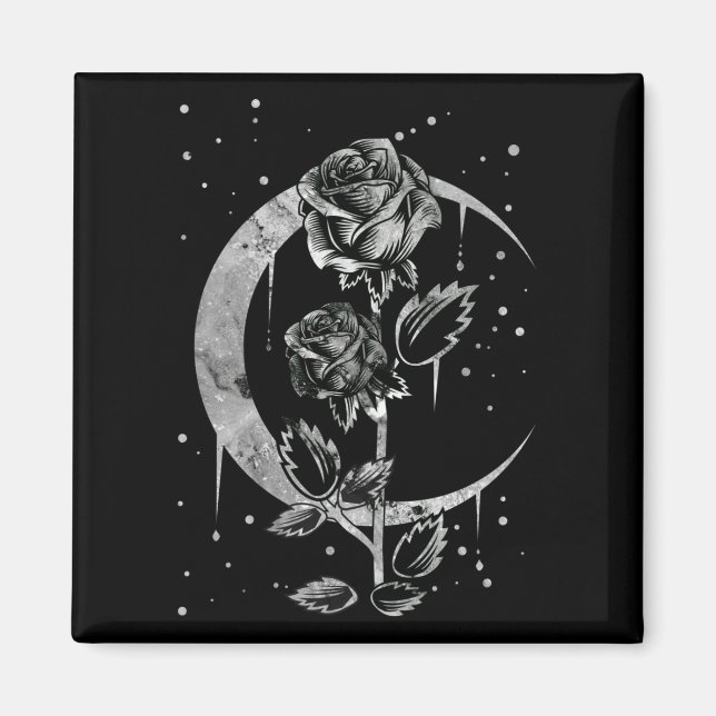 Aimant Gothique Moon Rose Croissant de cuisine Art (Devant)