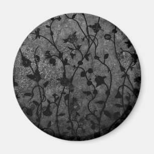 Aimant Gothique noir et blanc Antique Floral