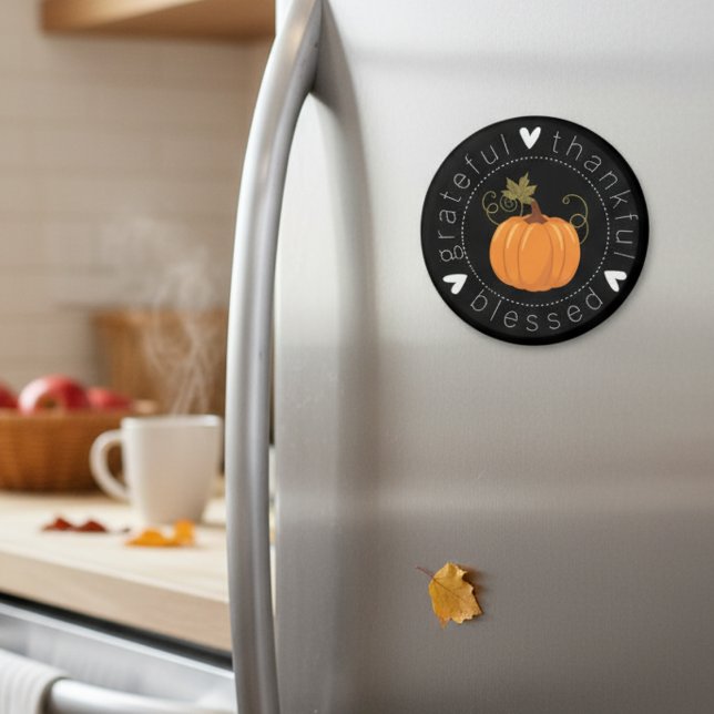 Aimant Grâces, Réjouissant, Béni Art Folk D'Automne (Grateful, Thankful, Blessed Autumn Folk Art Magnet)